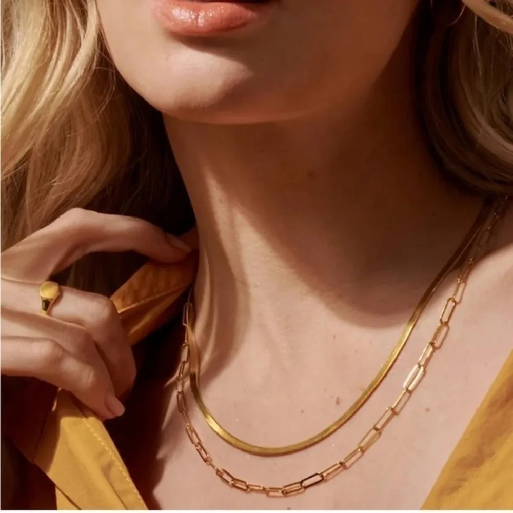Gold 14k Gold Plated 2pc Rope Necklace Set
